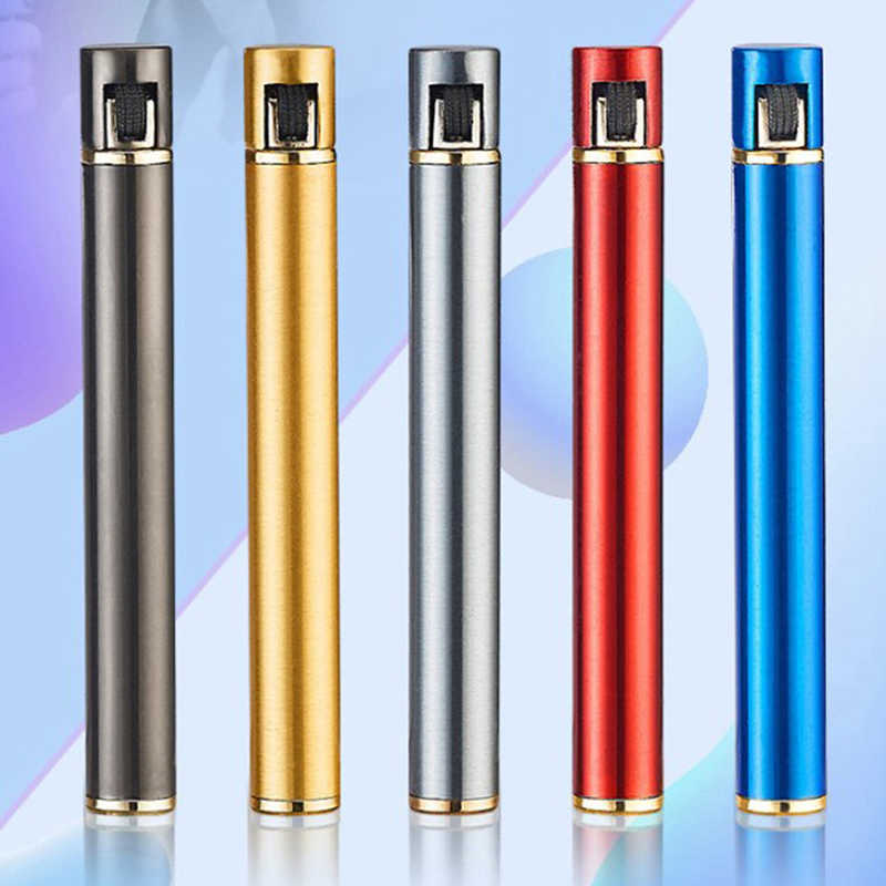 Mini Compact Open Flame Lighter Fire-free Butane Gas Metal Cigarette Shaped Grinding Wheel Lighters Smoking Accessories Cute R56M No