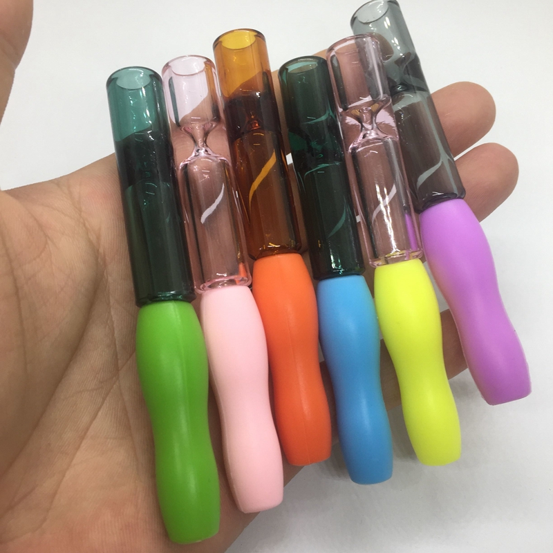 Cool Colorful Silicone Smoking Portable Extraíble Hierba Tabaco Catcher Taster Bat One Hitter Filter Boquilla Punta Cigarette Holder Handpipes Dugout Pipes DHL