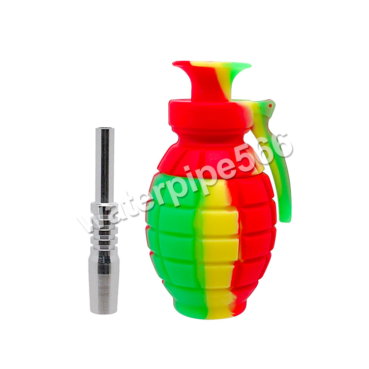 Muliti Color Grenade Silicone NC Smoking Accessory 14mm Joint with GR2 Titanium Nails Silicone Caps Oil Rigs