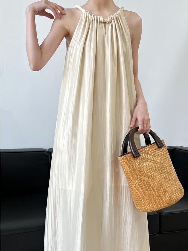 Luxe Franse high-design stropdas Onderjurk wijde truffelschouder mouwloze jurk 3211