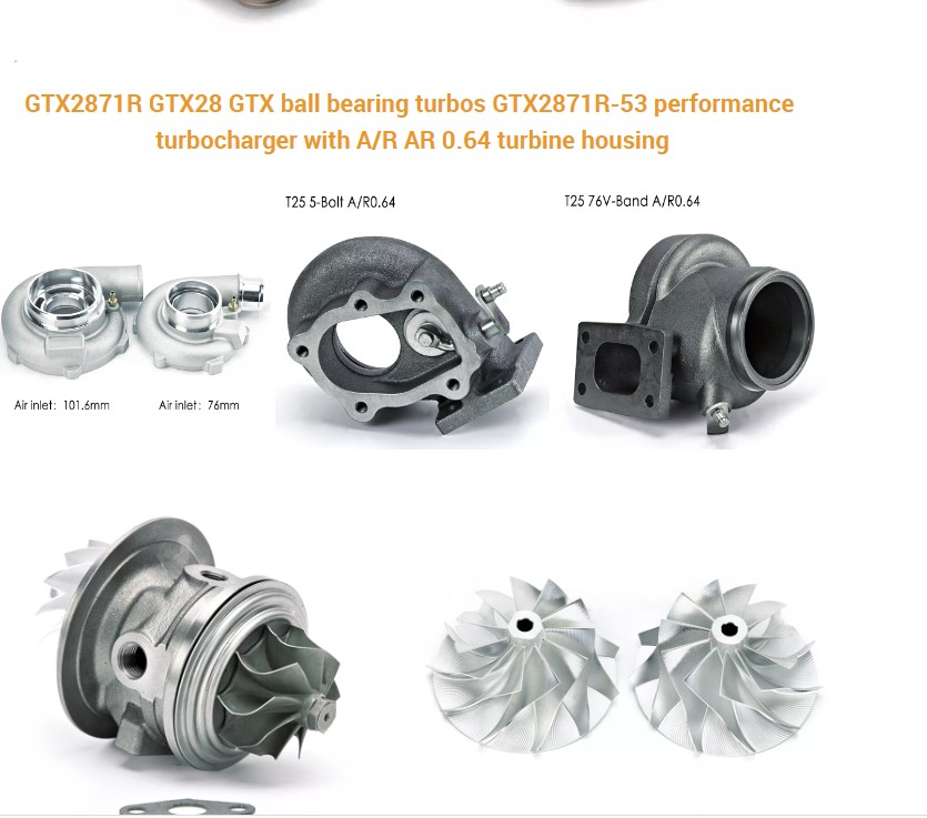 GTX2871R GTX28 GTX kogellager turbo kits GTX2871R-53 prestaties turbo met A/R AR 0.64 turbine behuizing