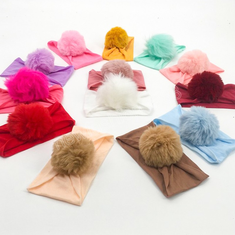 Yenidoğan Yumuşak Rahat Naylon Kafa Bandı Moda Kabarık Top Elastik Hairband Bebek Şapkalar Doğum Günü Hediyeleri Fotoğraf Sahne