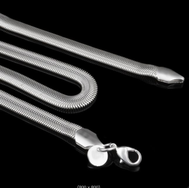 Cadenas de serpiente planas de 6 mm Chapado en plata 925 Collares Hombres Mujeres Hip Hop Joyería de moda 16 18 20 22 24 Inche