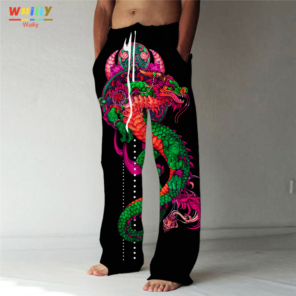 Pantalon homme Dragon Pantalon droit Impression 3D Cordon élastique Design Poche avant Plage Imprimés graphiques animaux Confort 230630