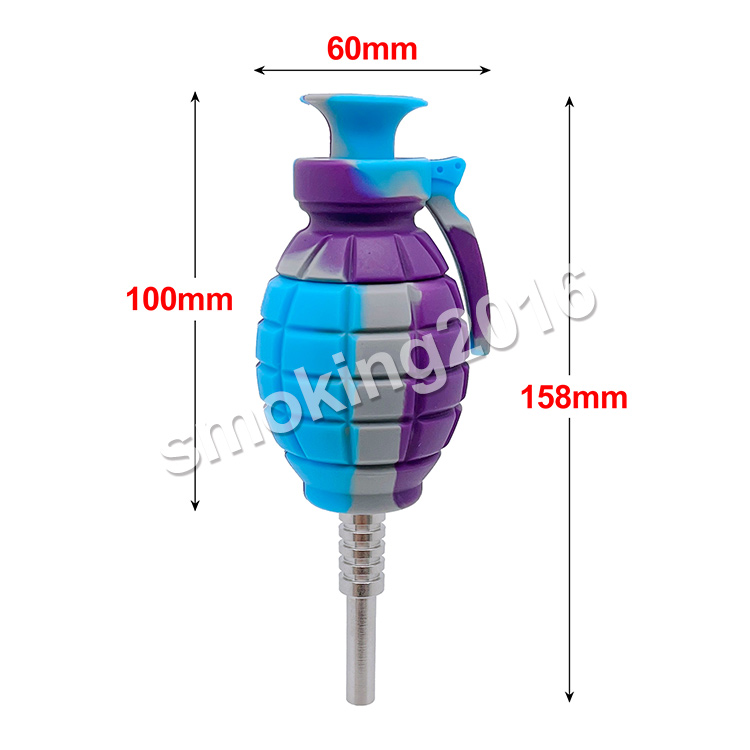 Grenade Silicone Collector Kit with 14mm gr2 titanium tip oil rig Concentrate Pipe Tip Dab smoking pipe DHL 