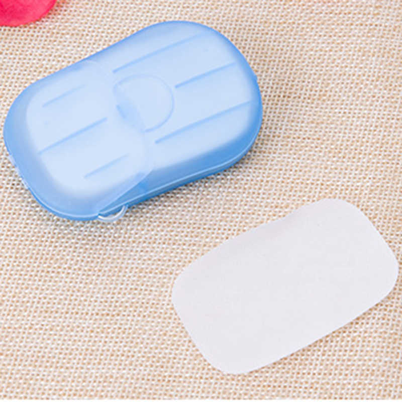 20 Pz/scatola Sapone Portatile Carta Lavaggio Pulizia Mano Mini Fetta di Carta Sapone Cucina Domestica Bagno Viaggi all'Aperto colore Casuale