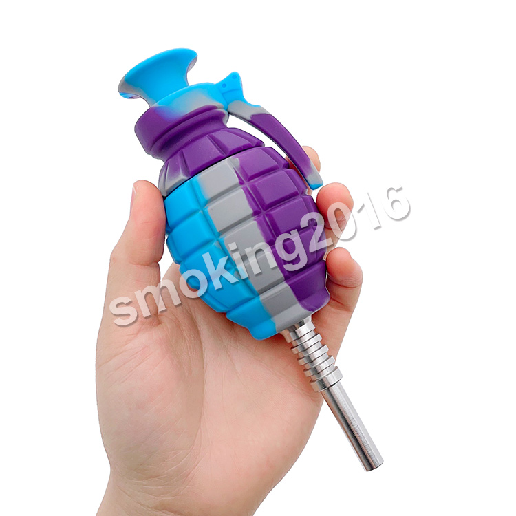 Grenade Silicone Collector Kit with 14mm gr2 titanium tip oil rig Concentrate Pipe Tip Dab smoking pipe DHL 