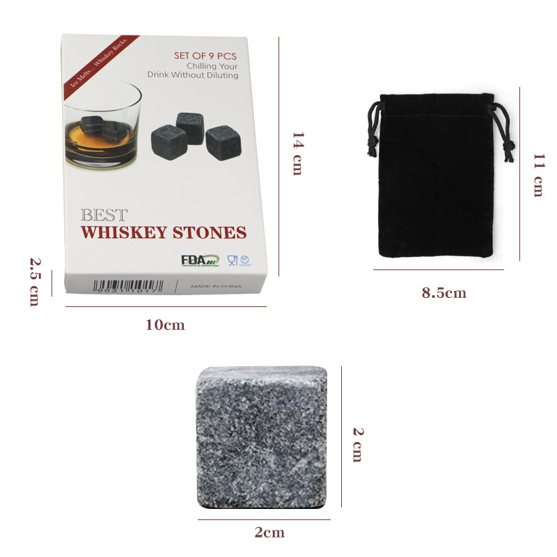 Natural Whisky Stones,9 Whiskey Stones+1pouch In A Box Valentine Father's Day Gift With Delicate Gift Box