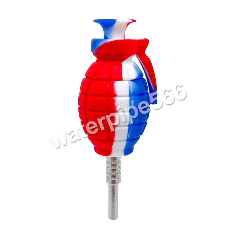 Muliti Color Grenade Silicone NC Smoking Accessory 14mm Joint with GR2 Titanium Nails Silicone Caps Oil Rigs