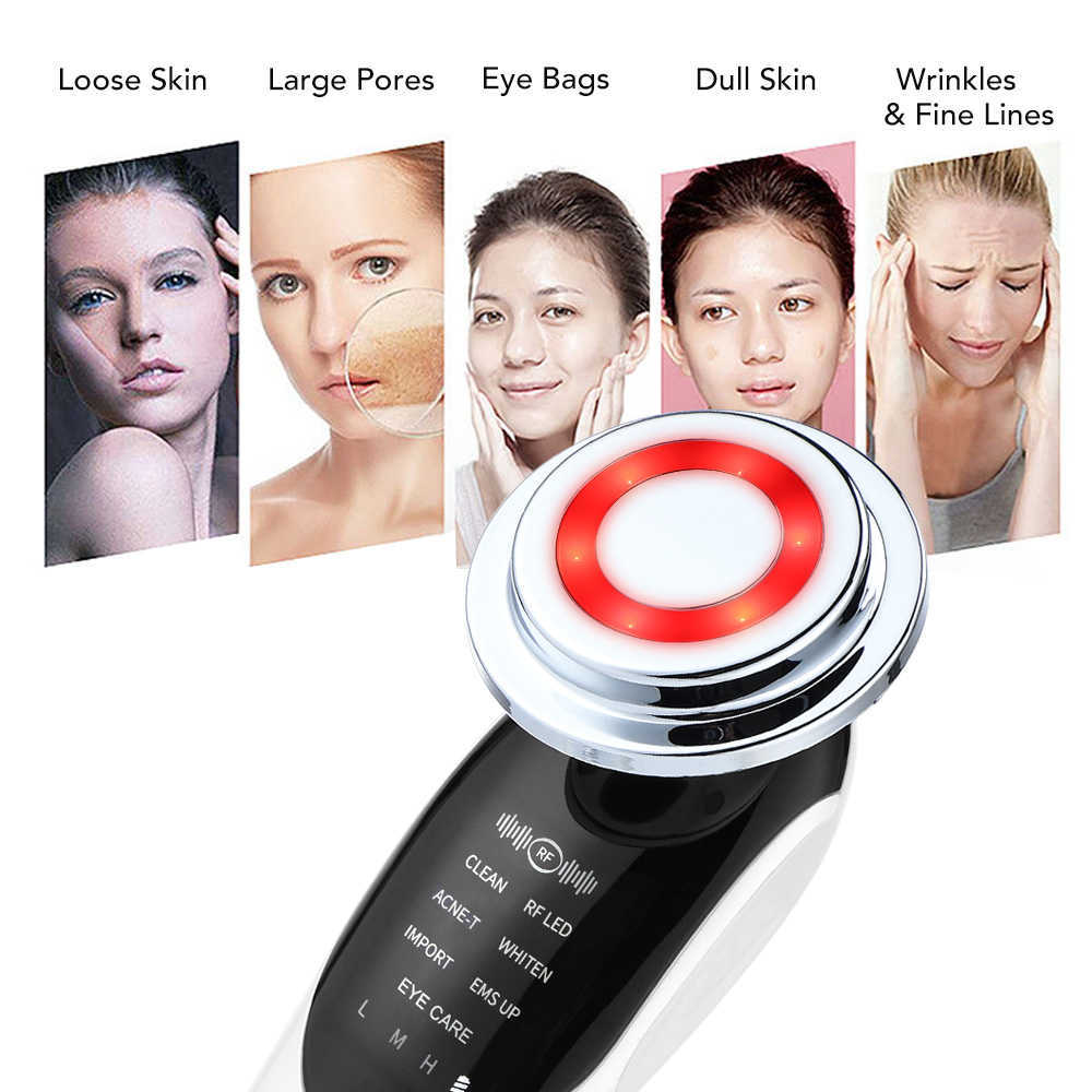 Dispositifs de soins du visage LED Masseur Peau Ensemble Rajeunissement Radio Mésothérapie Facial Eye Lifting Nettoyage Sparyer Vibration Anti Vieillissement 230915