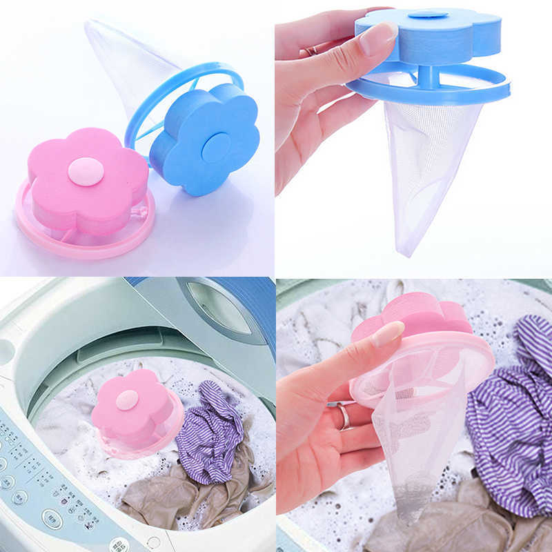 1/Filter Mesh Bag Floating Lint Washing Machine Filter Net Flower Shaped Reusable Pet Hair Catcher Remover Laundry Tool