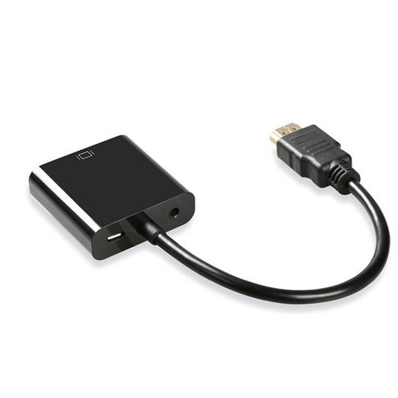 Conversor de cabo HDMI para VGA HD 1080P HDMI macho para VGA Adaptador conversor Famale com fonte de alimentação USB de áudio de 3,5 mm Digital analógico para tablet laptop PC TV BOX HDTV PS3