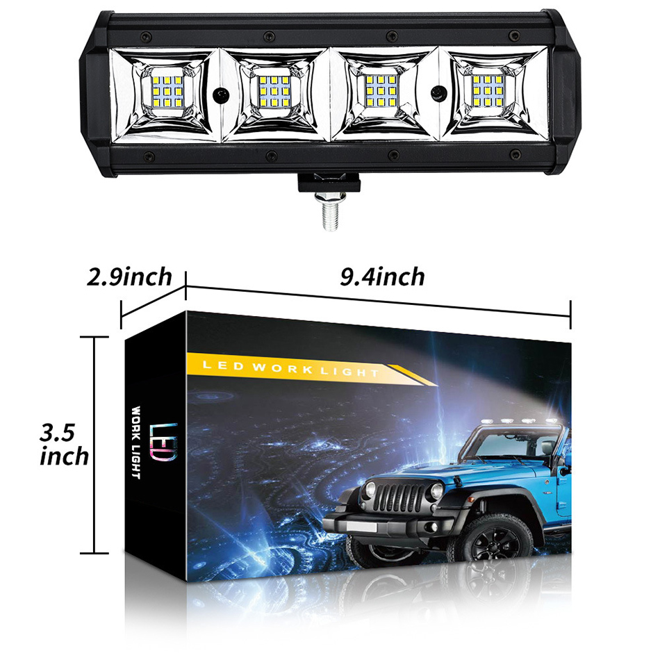 Car LED Work Light 9 Inch 36 Light 108W LED Strip Floodlight Auxiliary Working Lights Off-road Car Top Headlights