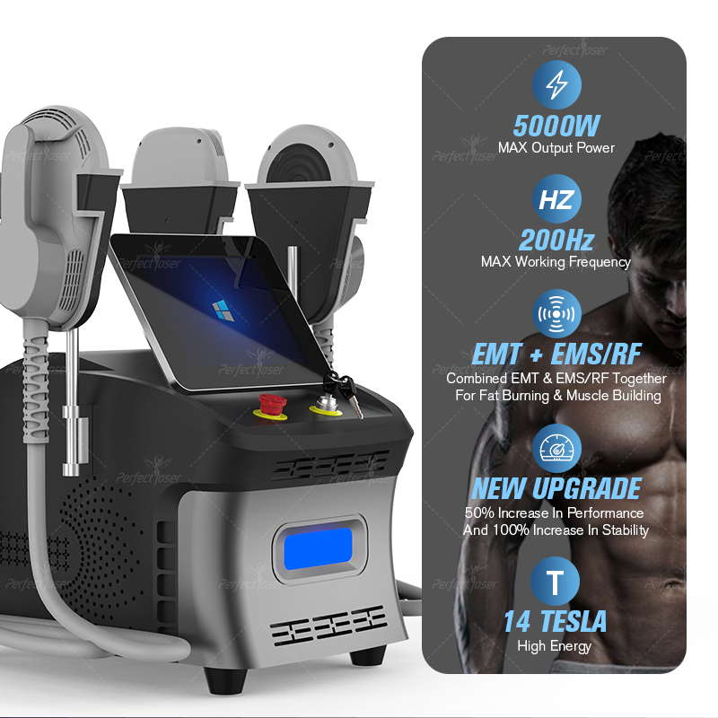 EMS Abdominal Muscle Stimulator Emslim RF Fat Burning Skin Tightening Machine 5000W 14 Tesla Hiemt Building Muscle Body Sculpting Machine Weight Loss Device