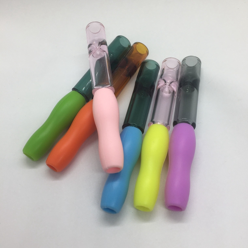 Cool Colorful Silicone Smoking Portable Extraíble Hierba Tabaco Catcher Taster Bat One Hitter Filter Boquilla Punta Cigarette Holder Handpipes Dugout Pipes DHL