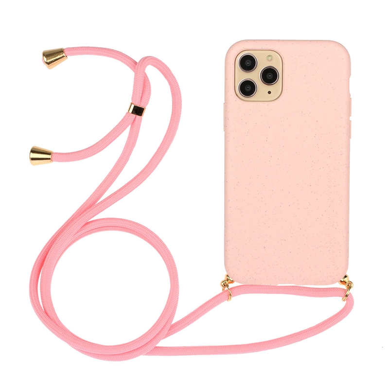 Fashion Wheat Straw Phone Cases For iPhone 15 Pro Max Pro Samsung A23 A22 Environmental Soft TPU Biodegradable Eco Cover Multifunction Hand Neck Shoulder Strap