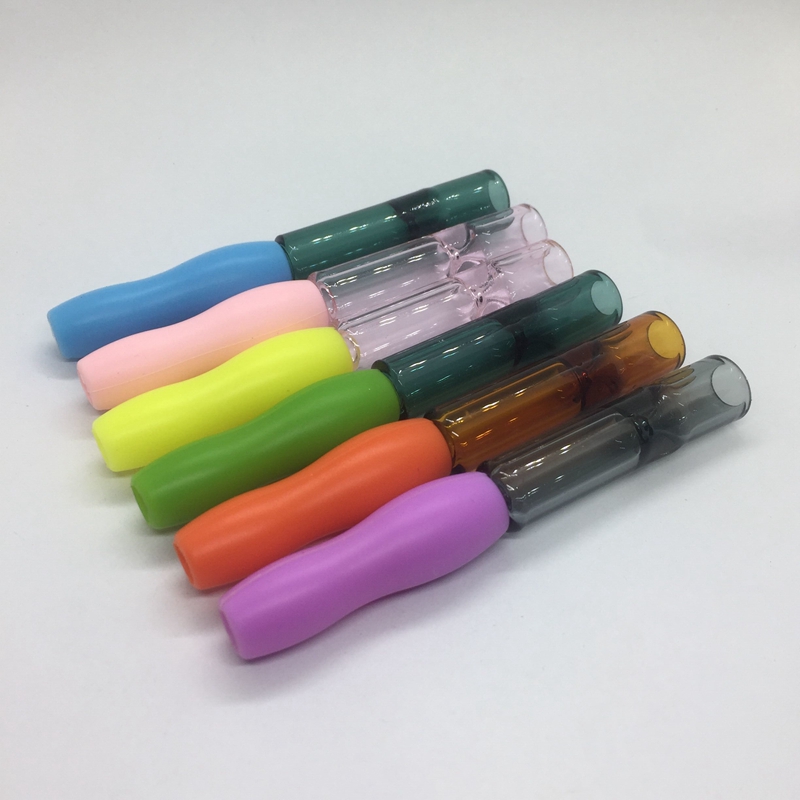 Cool Colorful Silicone Smoking Portable Extraíble Hierba Tabaco Catcher Taster Bat One Hitter Filter Boquilla Punta Cigarette Holder Handpipes Dugout Pipes DHL