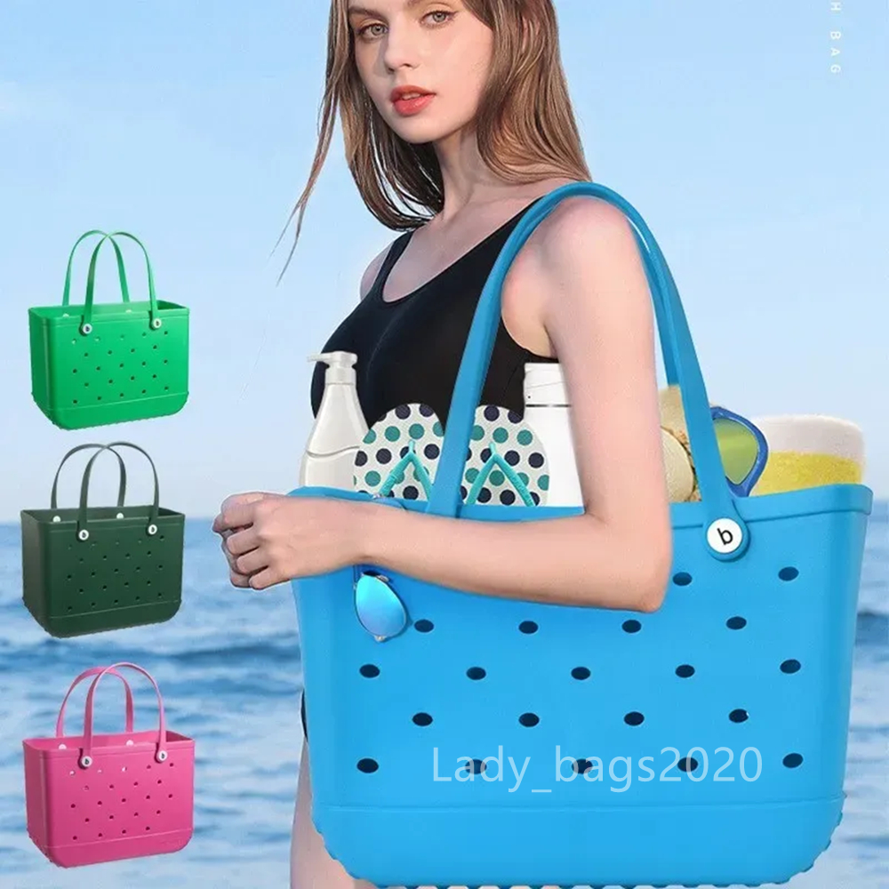 Women Designer Eva Bogg Bag Leopard Doodle Beach Bags Luxury Summer Hole Tote Large Shopping Plastic Basket Storage Washable Beach Silicone Bog Purse Jelly Candy