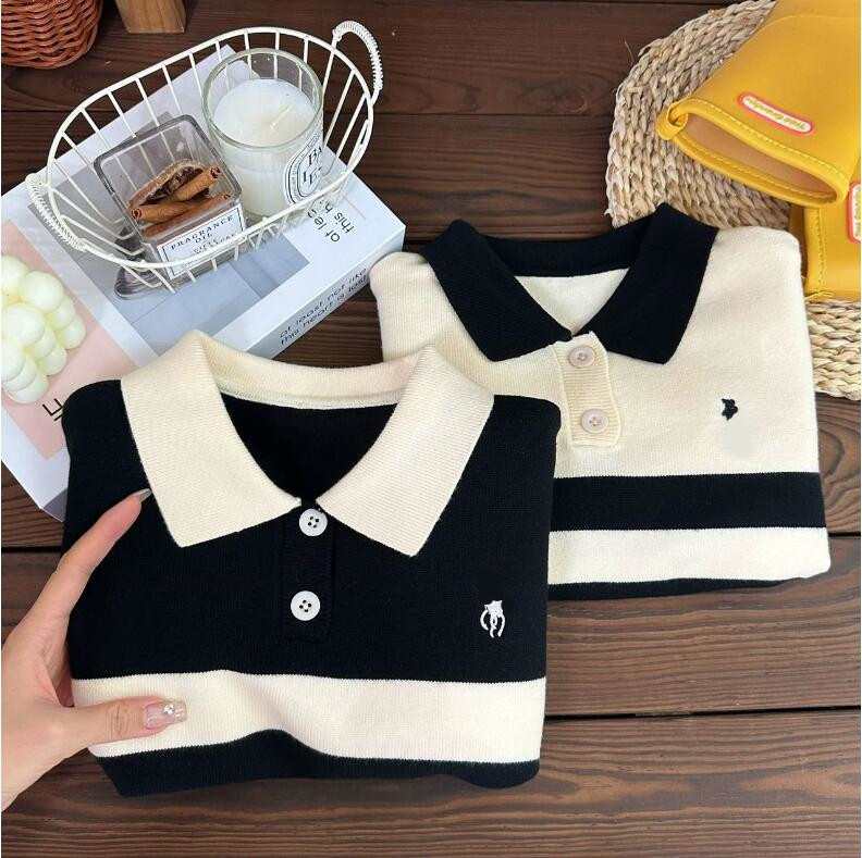 Spring Autumn Kids Sticked Rands Pullover Sweaters Baby Long Sleeve Brand Sweatshirt Barn Keep Wart tröja 2-8 år