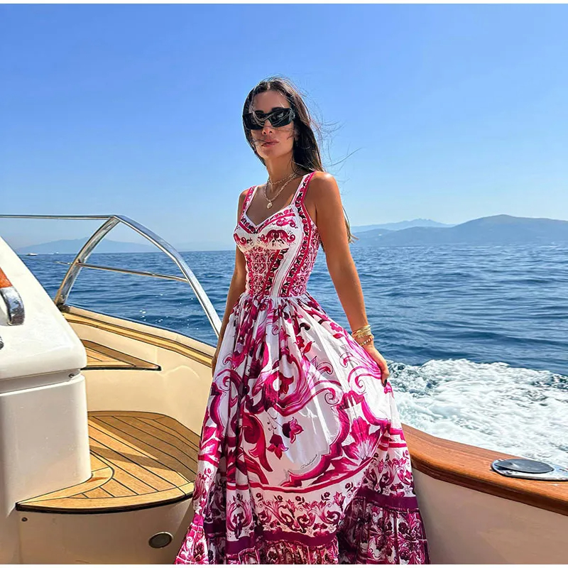 Abiti casual di base Una linea di abiti da vacanza Donna Fsahion Vita alta Puff Hem Maxi Abiti Moda Banchetto Prom Abiti formali Lady 2024