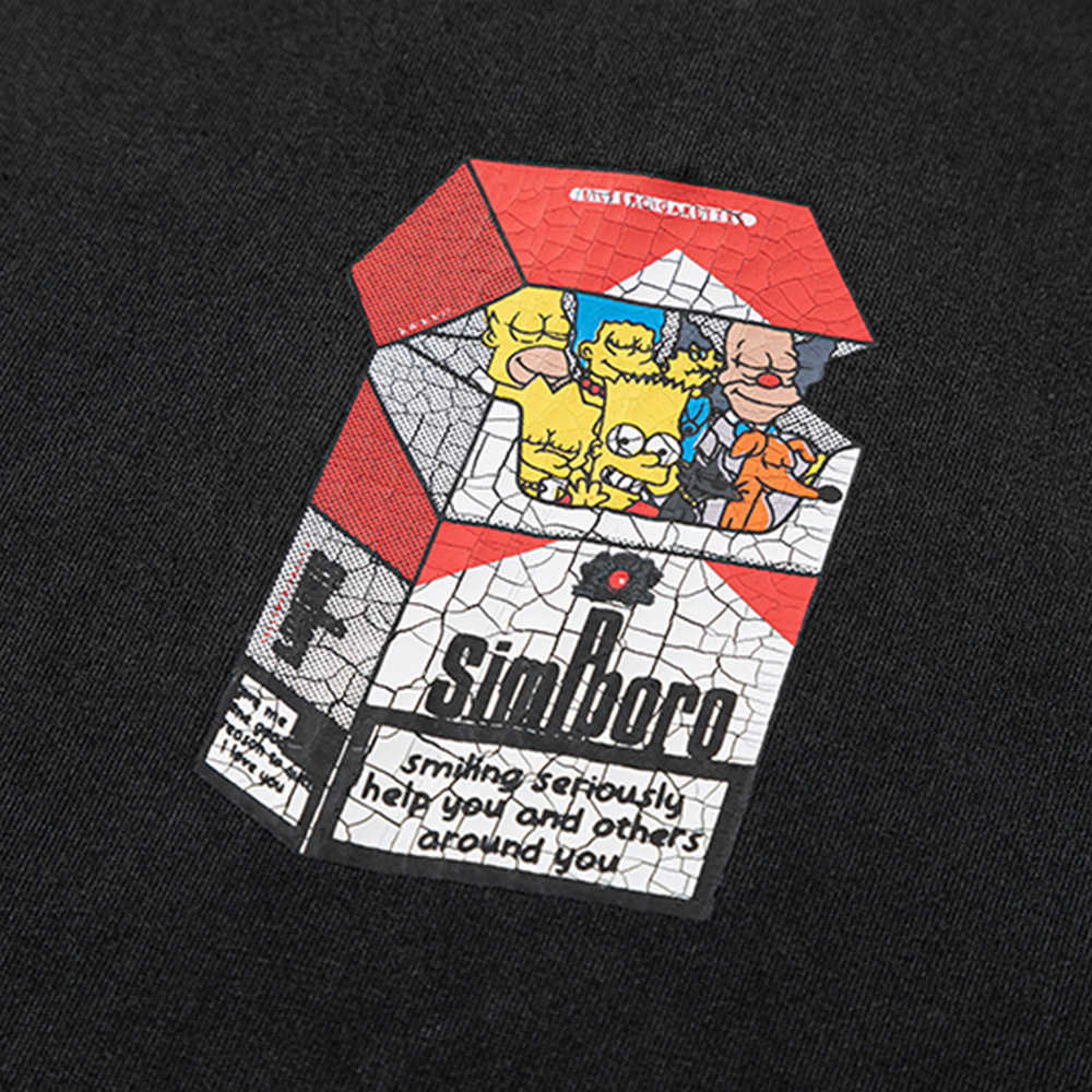 Erkek Tişörtleri Rhude Niche Niche High Street American Style Trend Karikatür Sigara Kutusu Baskı Yıkanmış ve Yıpranmış Gevşek Takım Erkek Kadınlar Kısa Kollu