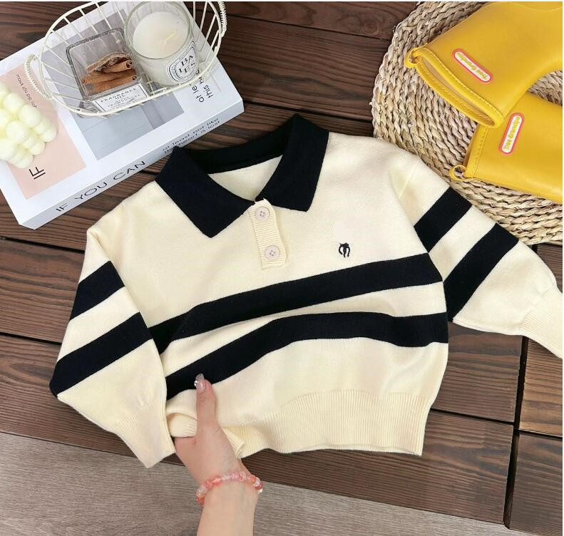 Spring Autumn Kids Sticked Rands Pullover Sweaters Baby Long Sleeve Brand Sweatshirt Barn Keep Wart tröja 2-8 år