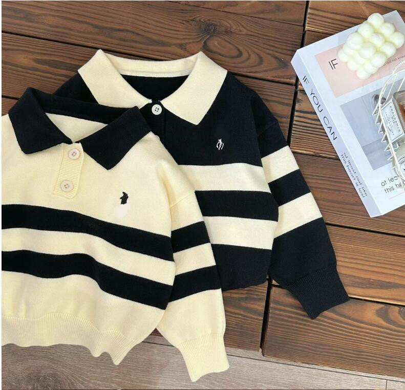 Spring Autumn Kids Sticked Rands Pullover Sweaters Baby Long Sleeve Brand Sweatshirt Barn Keep Wart tröja 2-8 år