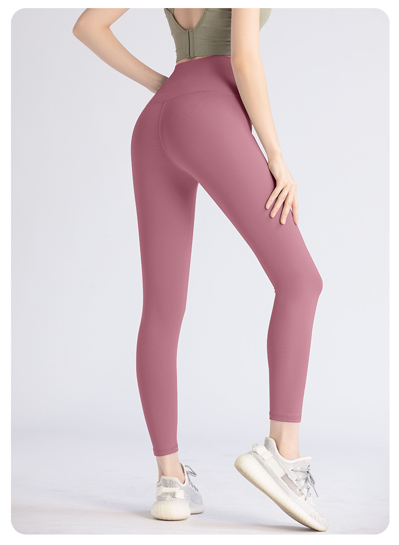 L-32 Solid Color High midja Yoga Leggings Gymkläder Kvinnor som kör sport Fitness Yoga byxor i full längd övergripande byxor Träning Leggins
