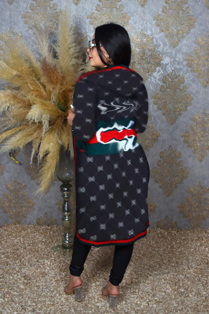 豪華なデザイナー女性秋と冬の新気温ニットカーディガンフード付きセーターコート4色のポケットM4027