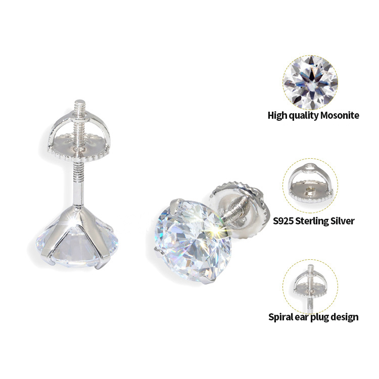 Boucles d'oreilles Moucrages d'oreilles de créateurs pour femmes 925 argent sterling 1ct * 2p Vvs Moisanite Moisanite Pass Tester Diamond Tester ohrringe wel fiançailles