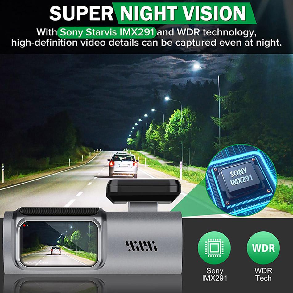 2.5K CAR DVR DASH CAM لكاميرا السيارة مع WiFi Vedio Recorder Night Vision Sensor Gravity Sensor 24H STORTH DASHCAM