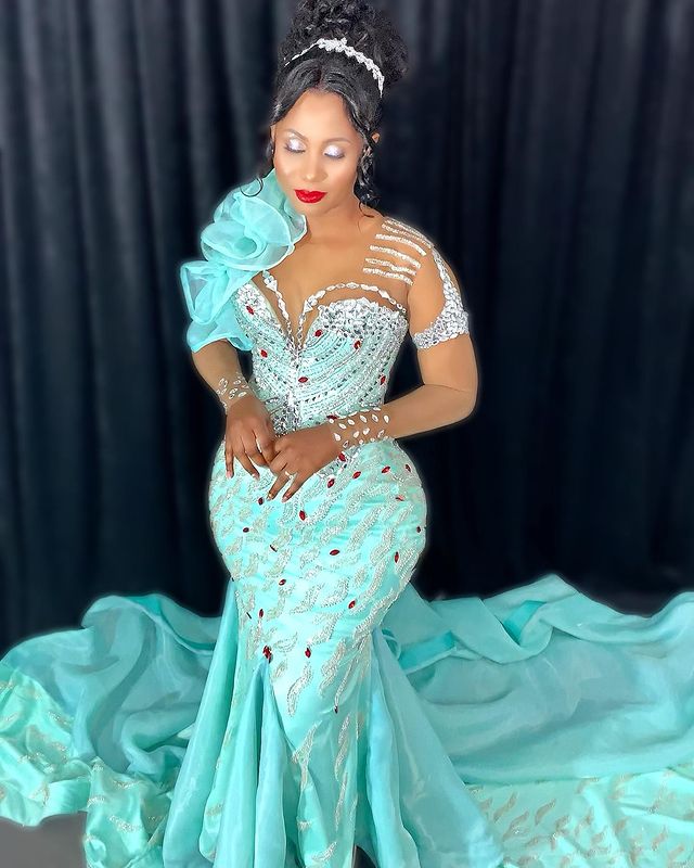 2023 OCT ASO EBI ARABIC Sky Blue Syrenka Sukienka Prom Kryształy Koronkowe wieczór Formalne przyjęcie Drugie przyjęcie urodzinowe suknie zaręczynowe sukienki szat de soiree zJ6