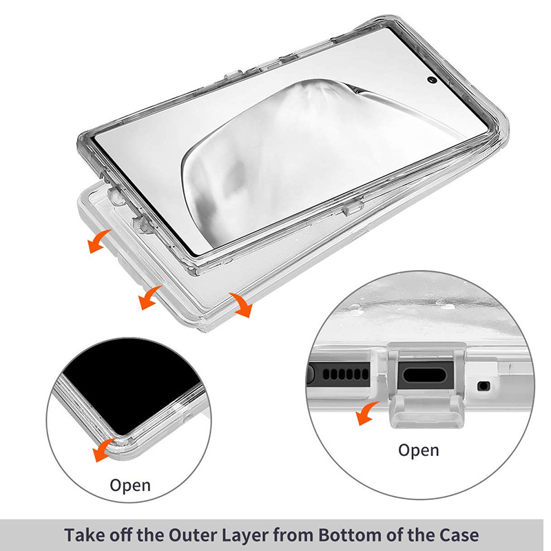 Transparent Armor Defender Telefonfodral för Samsung Galaxy Note 10 Plus S20 Ultra Three Layer Clear Heavy Duty Protective Chockproof Cover Fit S9 S10 S20 S21 S22 S23