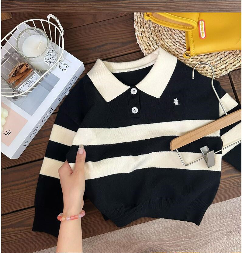 Spring Autumn Kids Sticked Rands Pullover Sweaters Baby Long Sleeve Brand Sweatshirt Barn Keep Wart tröja 2-8 år