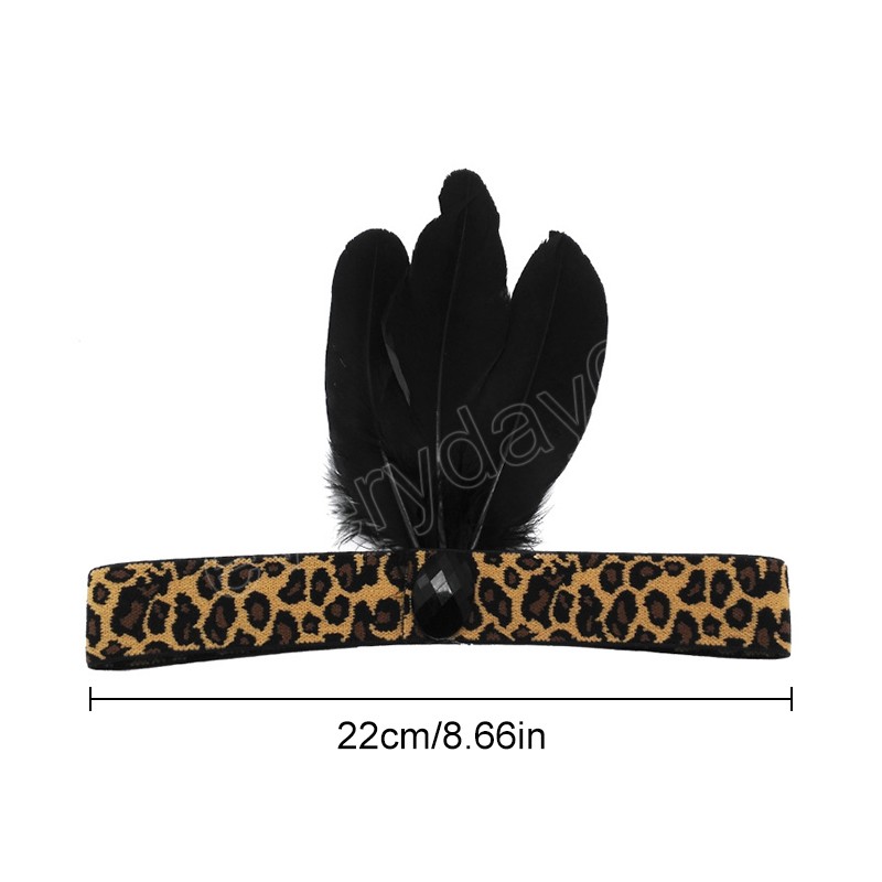 Diademas de plumas con estampado de leopardo, accesorios de vestido Flapper Charleston, diadema para disfraz, tocado, joyería de fiesta para mujer