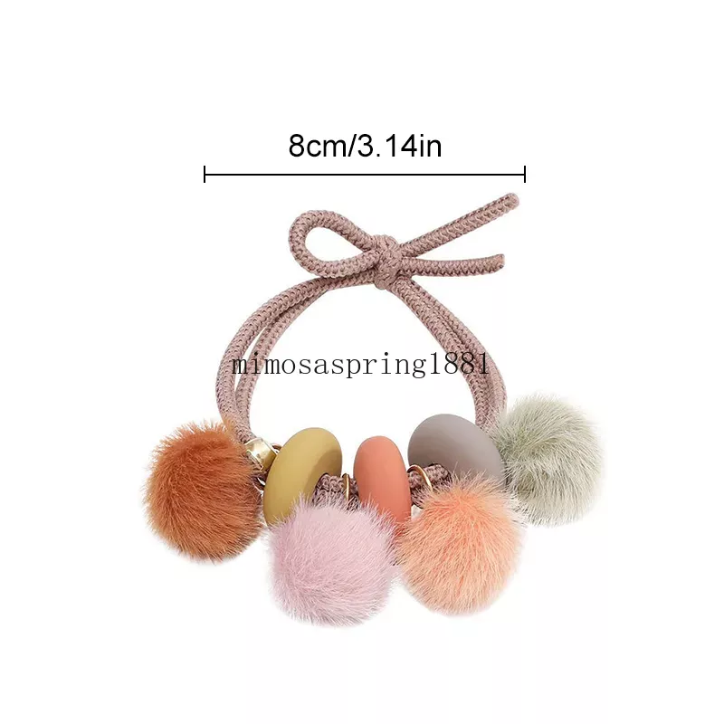 Boule de peluche colorée, corde de cravate, bandes de caoutchouc élastiques, pompon en fourrure, chouchou, porte-queue de cheval, accessoire pour cheveux