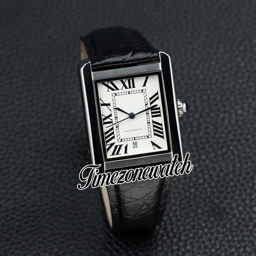 Nowy 31 mm solo W5200027 WSTA0040 White Dial A2813 Automatyczne męskie zegarek stalowy obudowa skórzana Pieczniki Zegarki TWCR TimeZoneWatch Z05C