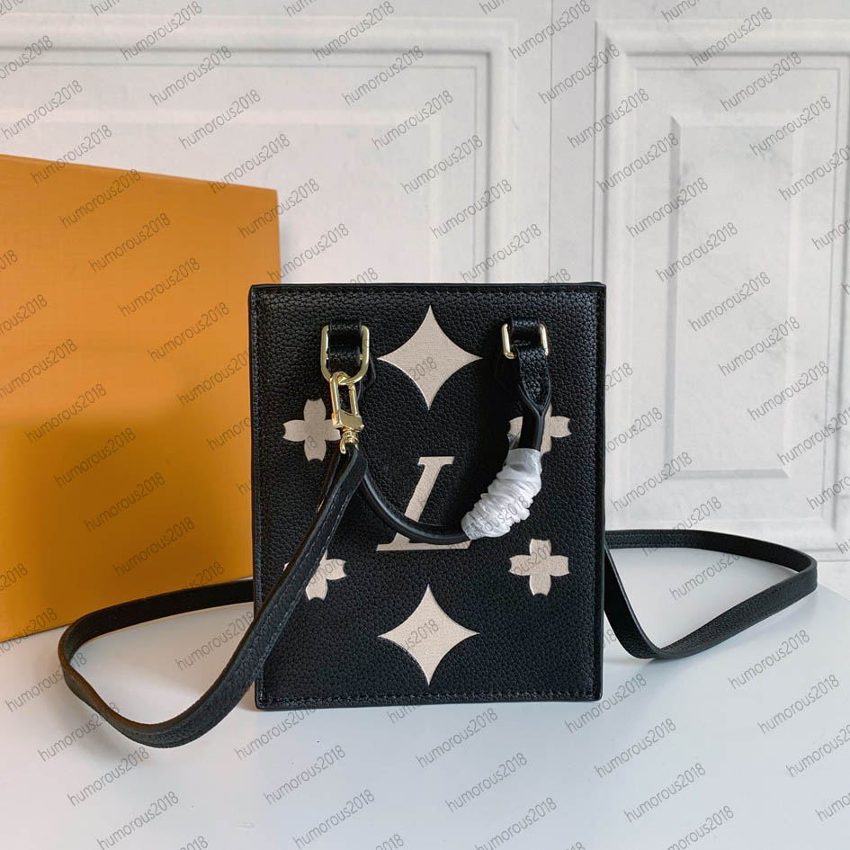 Diseñadores Petit Sac Plat bolso mujer cuero repujado correa ajustable bolso mensajero pequeño bolso cuadrado M81417