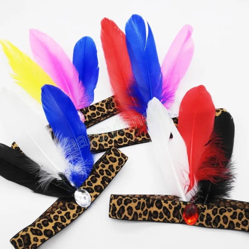 Leopard Feather Headband Headpiece Indian Cosplay Costume Headdress Women Men Festival Party Headwear Photo Props Accessories