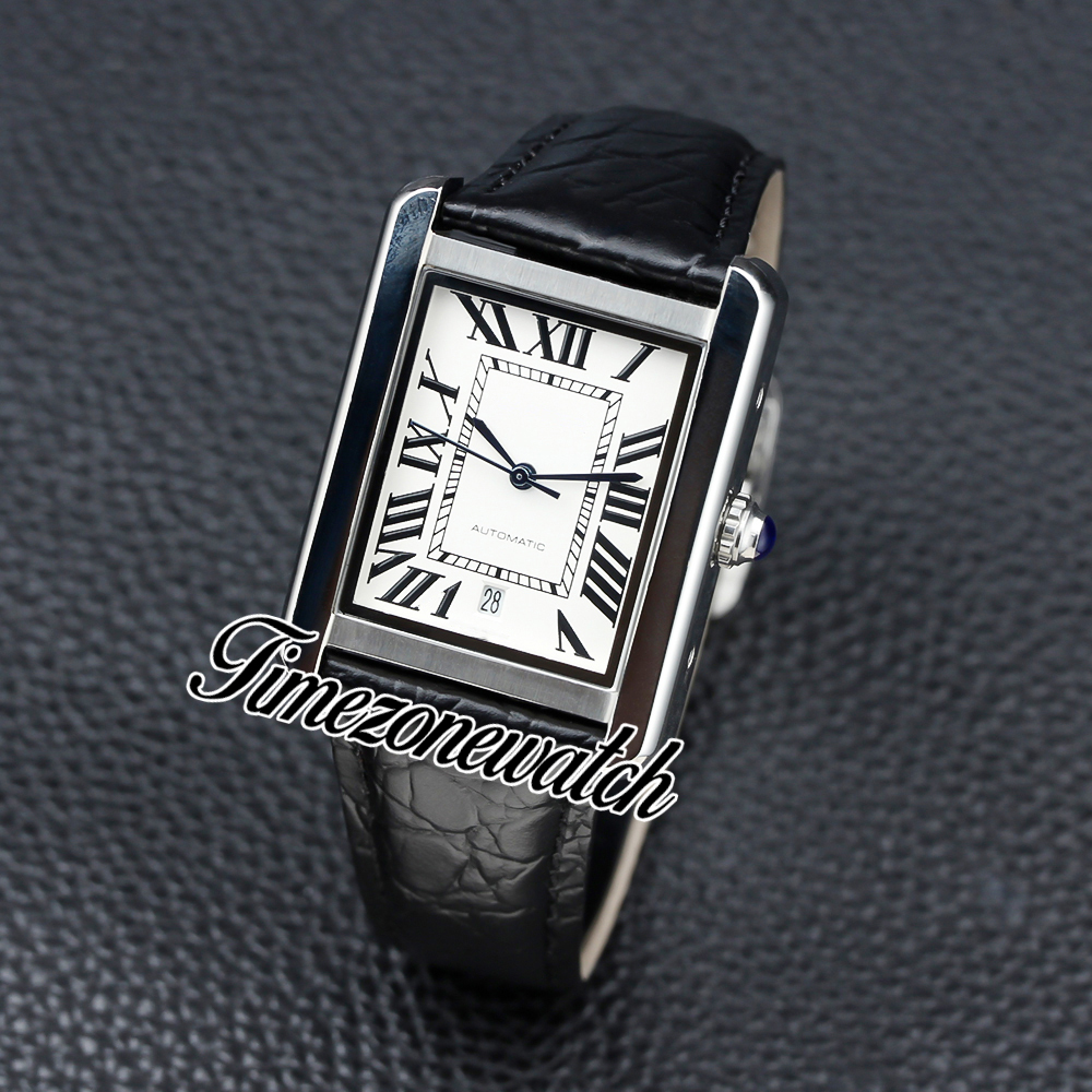 Nowy 31 mm solo W5200027 WSTA0040 White Dial A2813 Automatyczne męskie zegarek stalowy obudowa skórzana Pieczniki Zegarki TWCR TimeZoneWatch Z05C