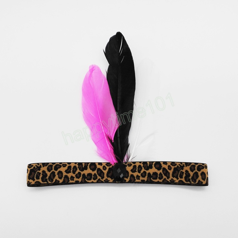 Leopard Feather Headband Headpiece Indian Cosplay Costume Headdress Women Men Festival Party Headwear Photo Props Accessories