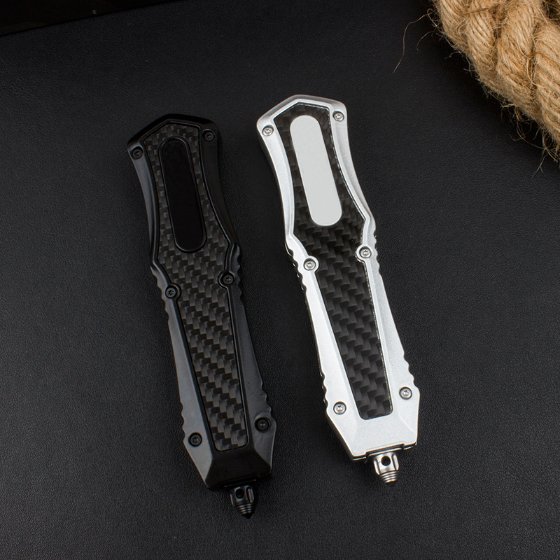 MICRO TECH A05 Automatic Knife 440C Blade Zinc alloy inlaid with carbon fiber Handle Camping Outdoor hiking survival tool EDC Pocket Knives UT85 BM3300 3400 4600