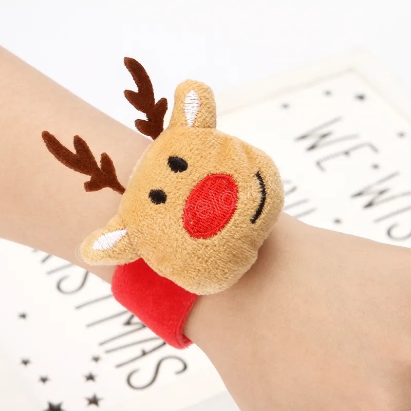 Christmas Slap Wristband Bracelet for Xmas Party Festival Decor Kid Adult Santa Claus Reindeer Wristband Snap Bands Bracelet