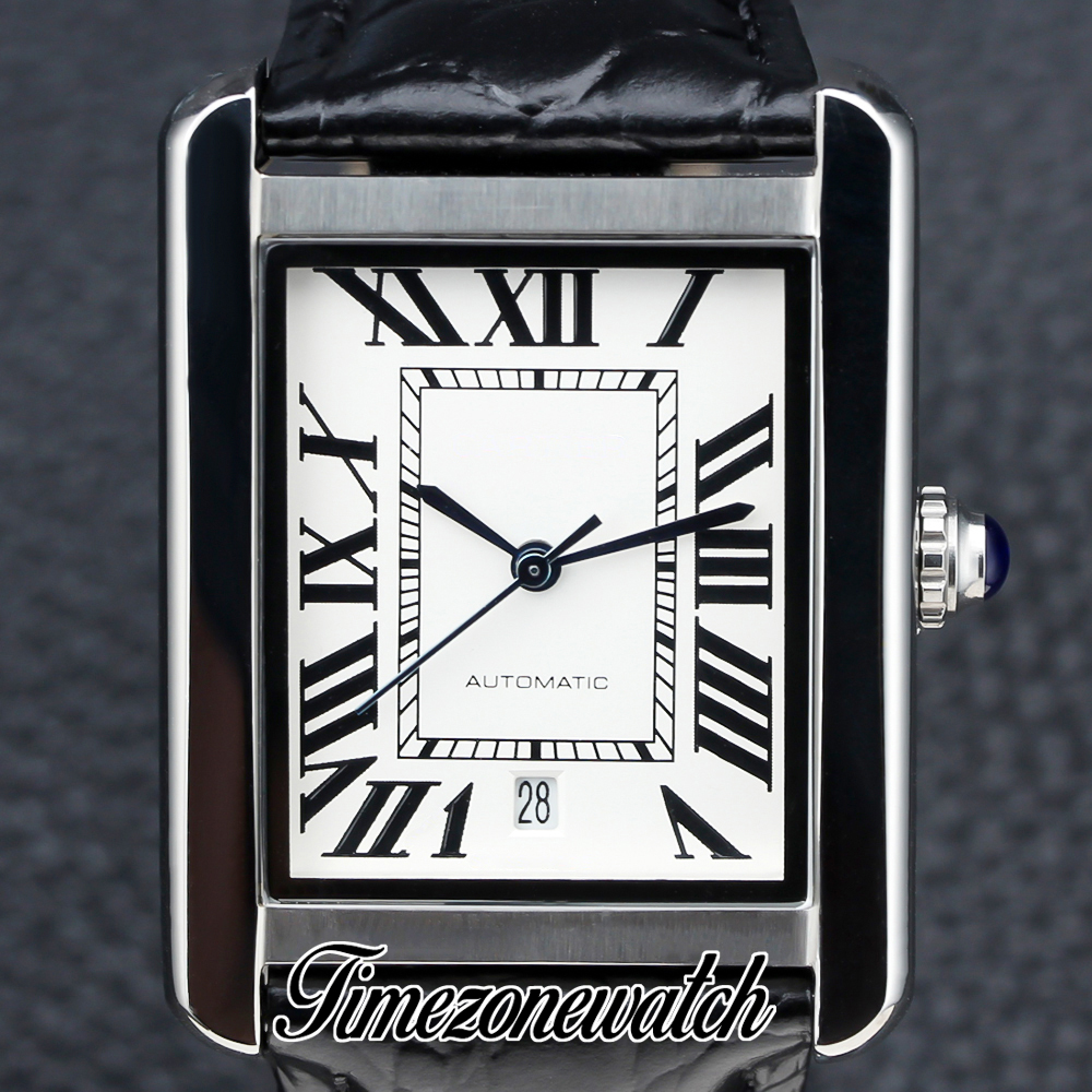 Nowy 31 mm solo W5200027 WSTA0040 White Dial A2813 Automatyczne męskie zegarek stalowy obudowa skórzana Pieczniki Zegarki TWCR TimeZoneWatch Z05C