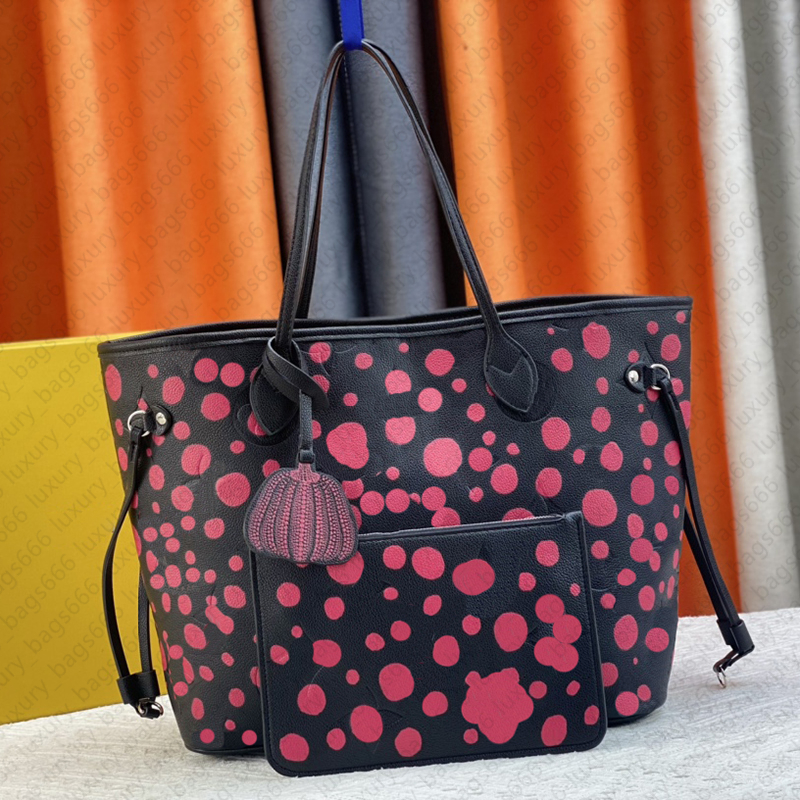 Bolsas de compras de alta qualidade Bolsas de grife de grande capacidade Bolsas de mão 2 unidades / conjunto Bolsas de ponto ondulado Bolsas de ombro vermelhas Bolsas de mão Bolsas femininas com carteira