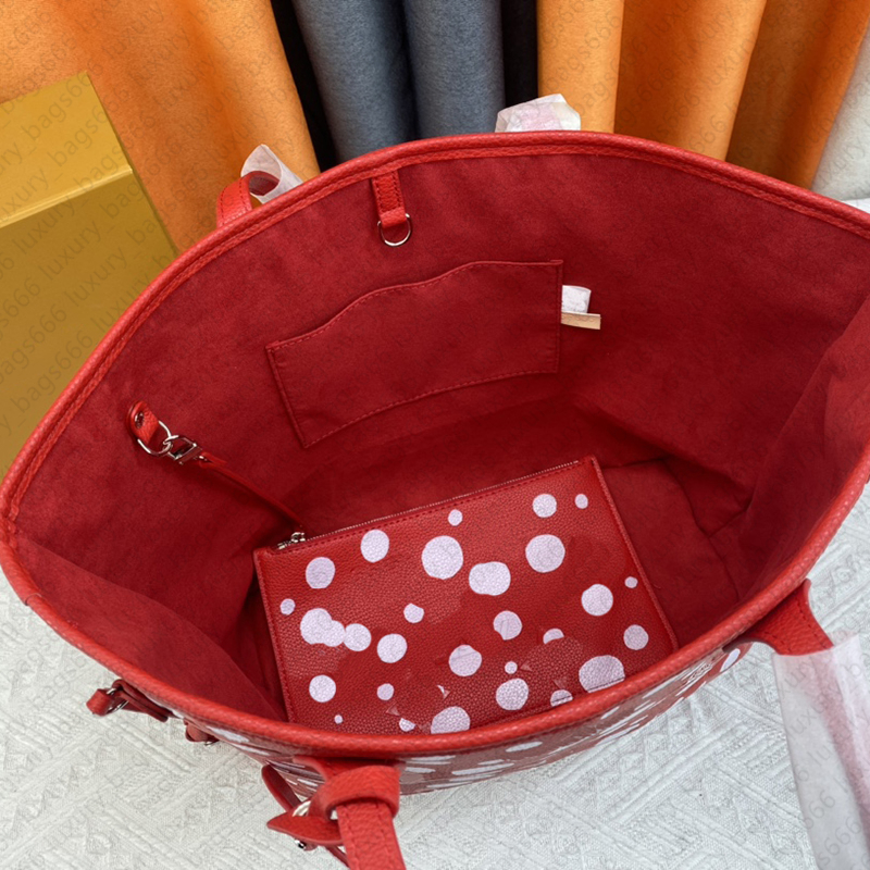 Yüksek kaliteli alışveriş çantaları büyük kapasiteli tasarımcı çantaları çanta dalga dot çanta kırmızı omuz çantaları debriyaj çantaları kadın çanta cüzdan çanta ile