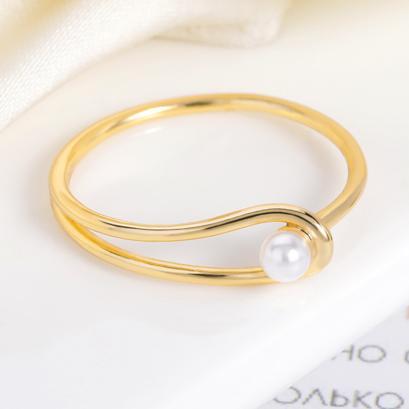 Elegancki temperament Pierścionki Pearl Kobiety Prosty romantyczny obrączka weselna moda żeńska biżuteria palec palec Prezenty dla żony