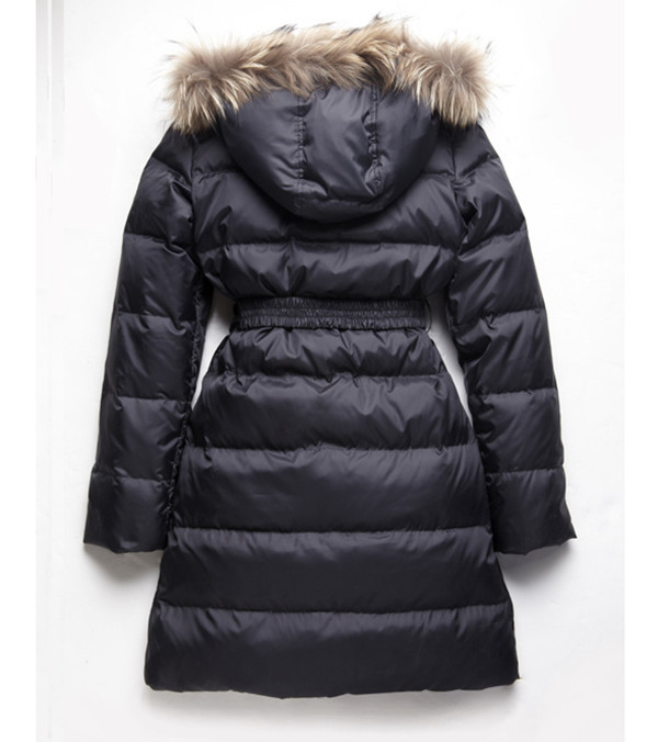 Parkas en duvet de canard blanc pour femme, vestes à fermeture éclair, capuche en fourrure, ceintures épaisses, manteaux longs et Slim, automne et hiver, MKW23010