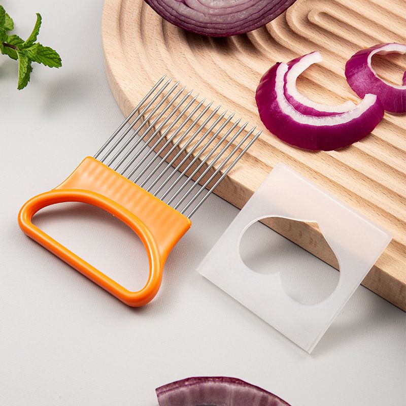 Multifunctional Stainless Steel Onion Needle Fork Pine Meat Needle Vegetable Fruit Slicer Tomato Cutter Cutting Holder Kitchen Accessorie Tool