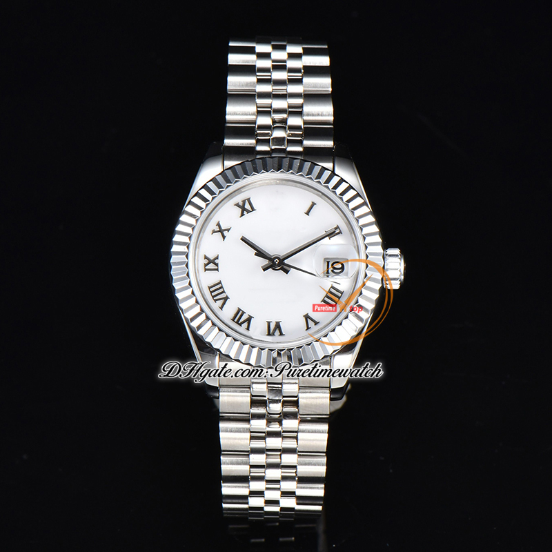 Clean Factory CF 279174 A2671 Relógio Automático Feminino 28 Moldura Canelada MOP Diamond Dial 904L Jubileesteel Pulseira Super Versão Feminina Puretimewatch 0009